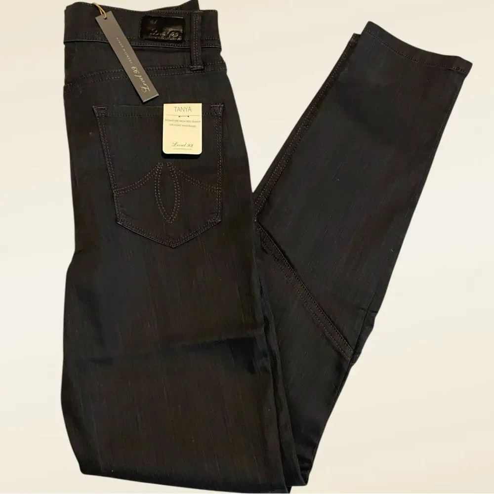 Level 99 Tanya High Rise Skinny Jeans | dark grey stretch jeans NWT size 28 - Picture 2 of 12
